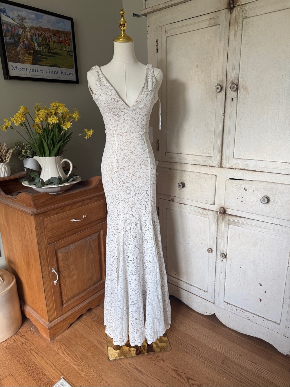 Lulu's Cream Lace Maxi Dress - Picture 5 of 10